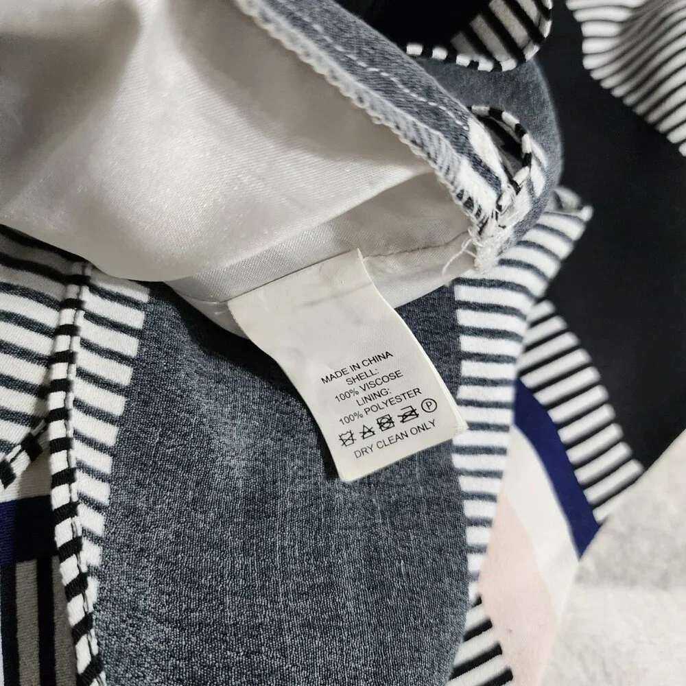 Kate Spade‎ New York Striped Sleeveless Top Black White Blush Blue Sz S